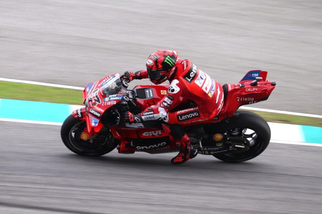 Francesco Pecco Bagnaia riding the Ducati MotoGP bike